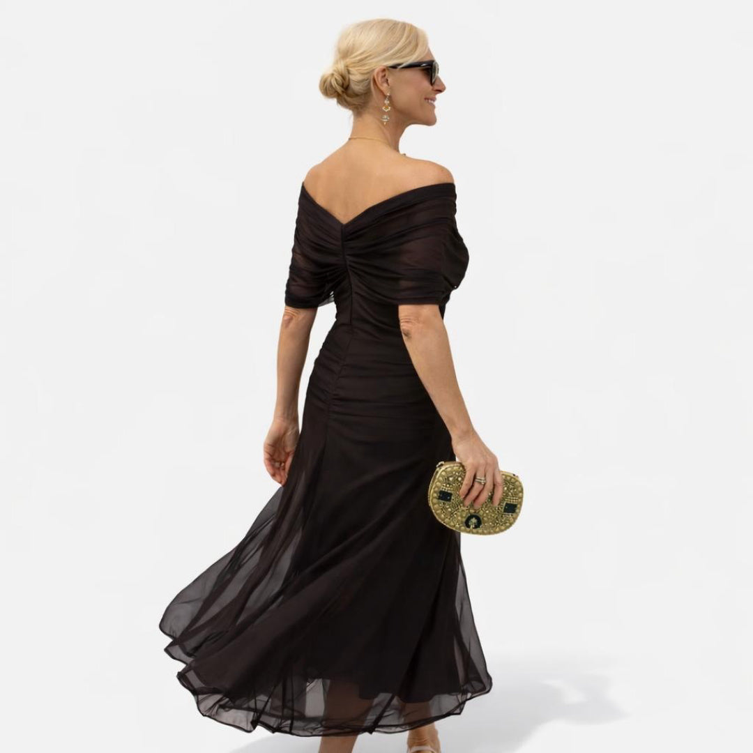Off Shoulder Maxi Dress in Dark