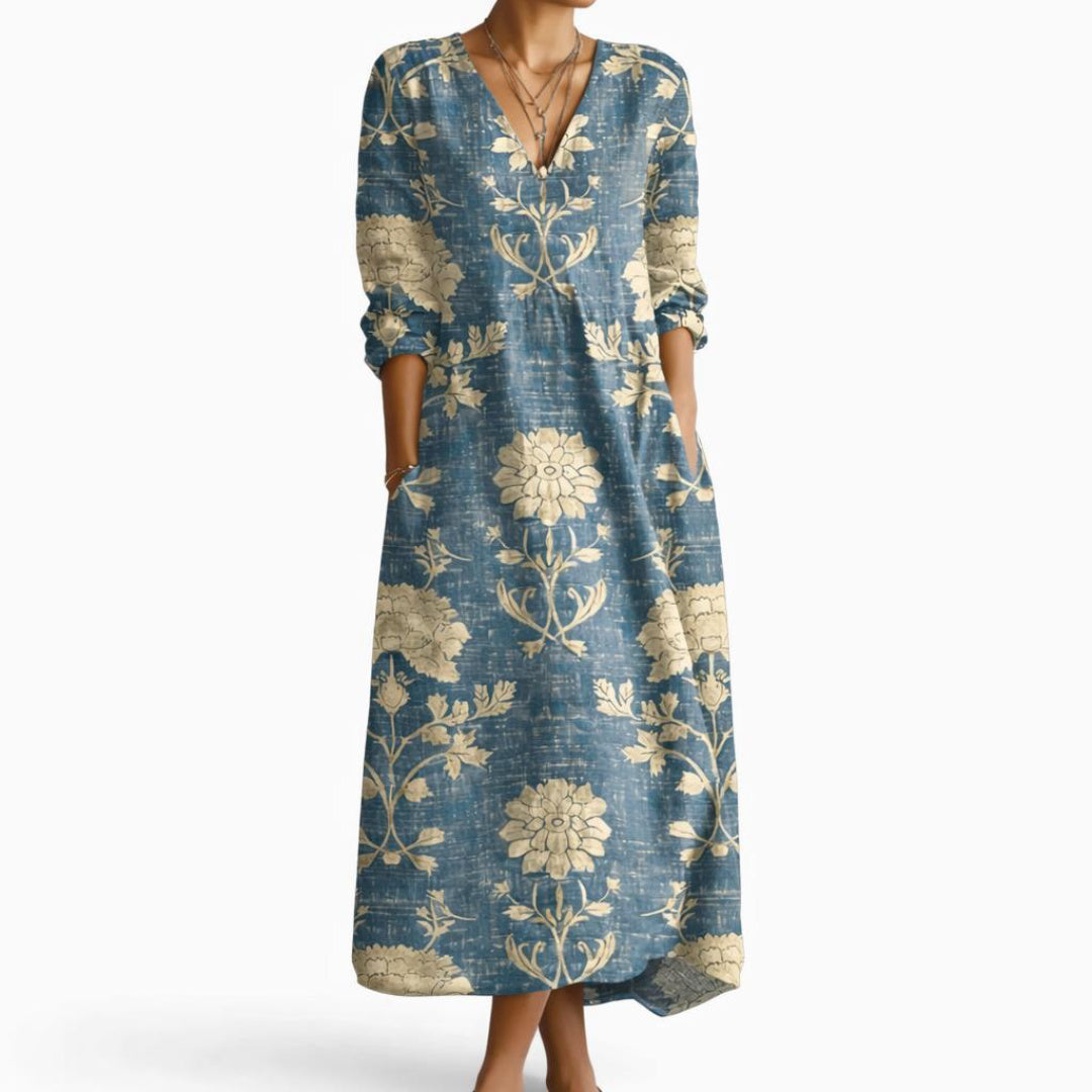 Floral Pattern Pocket Dress for Women
