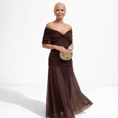 Off Shoulder Maxi Dress in Dark