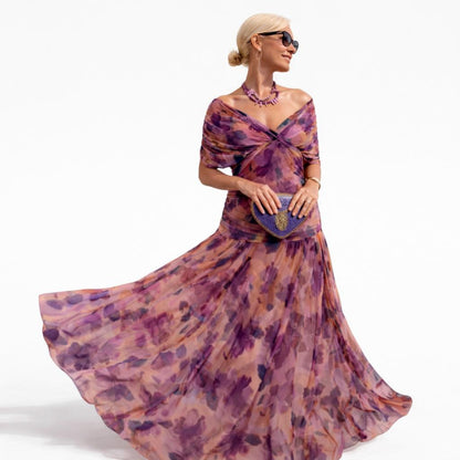 Off Shoulder Maxi Dress in Dark