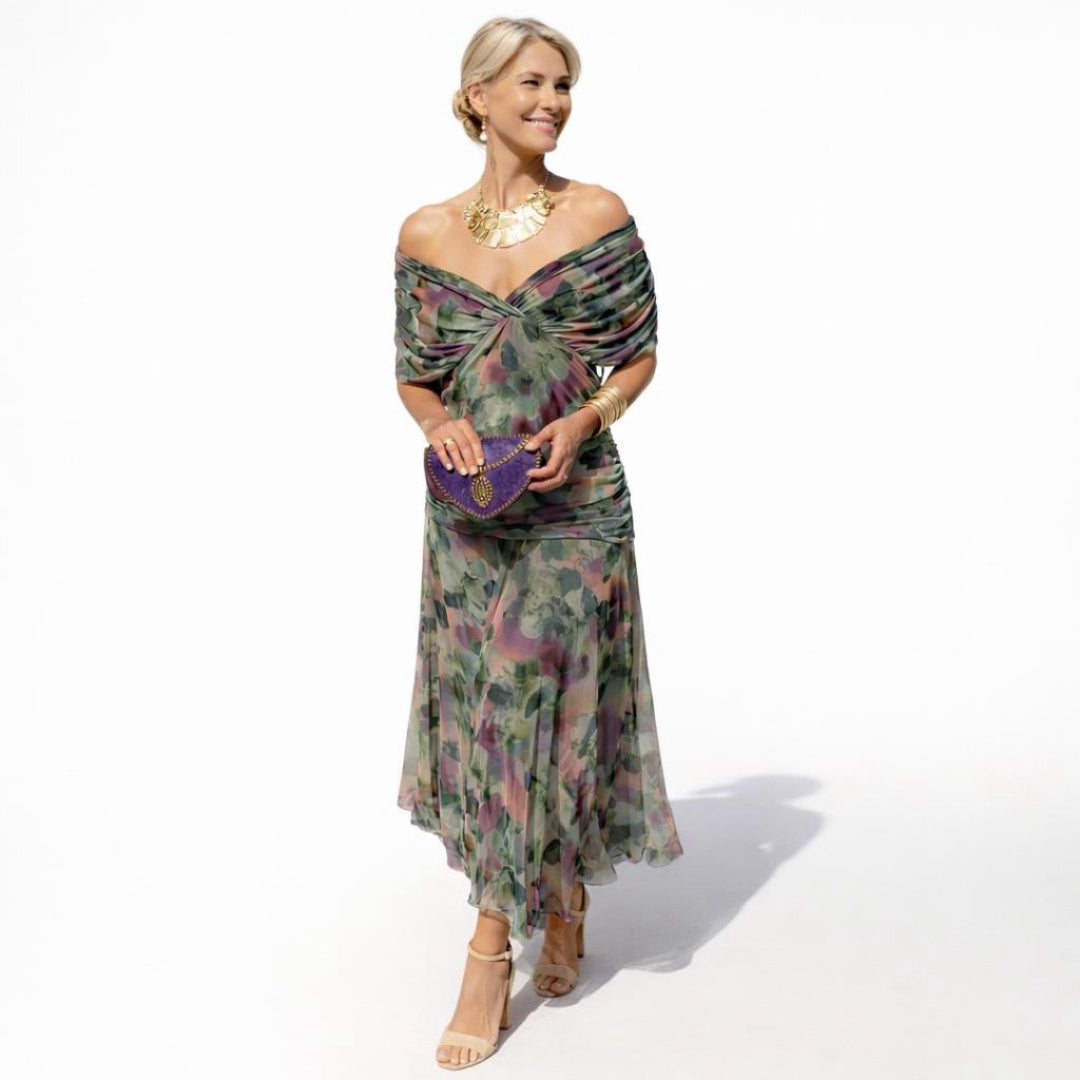 Off Shoulder Maxi Dress in Dark