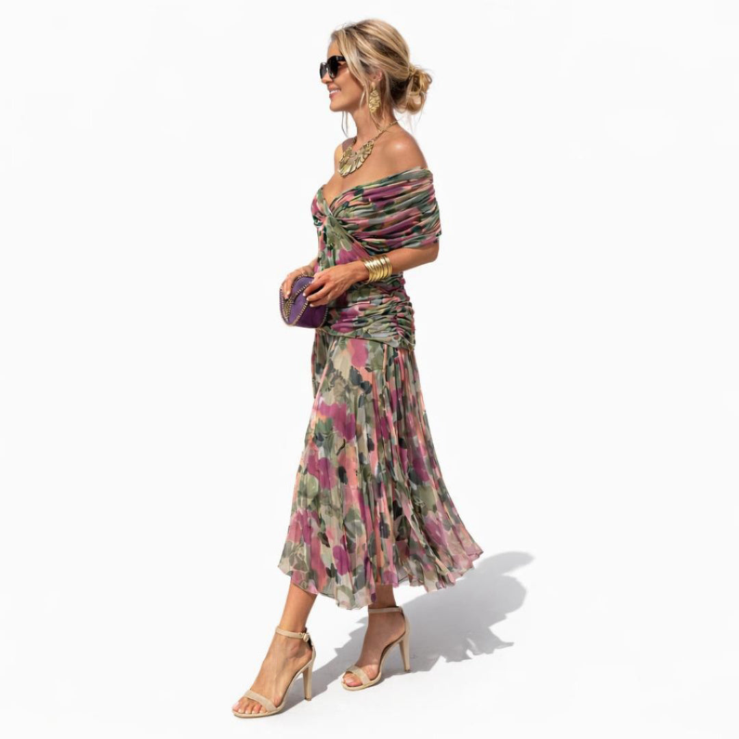 Off Shoulder Maxi Dress in Dark