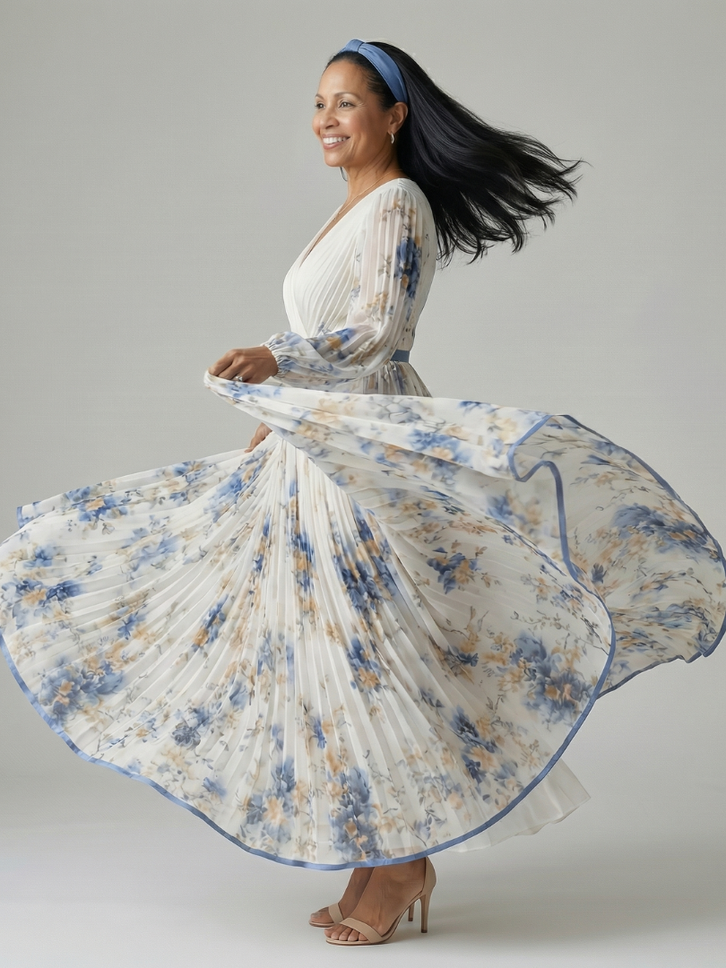 Pleated Wrap Midi Dress for Effortless