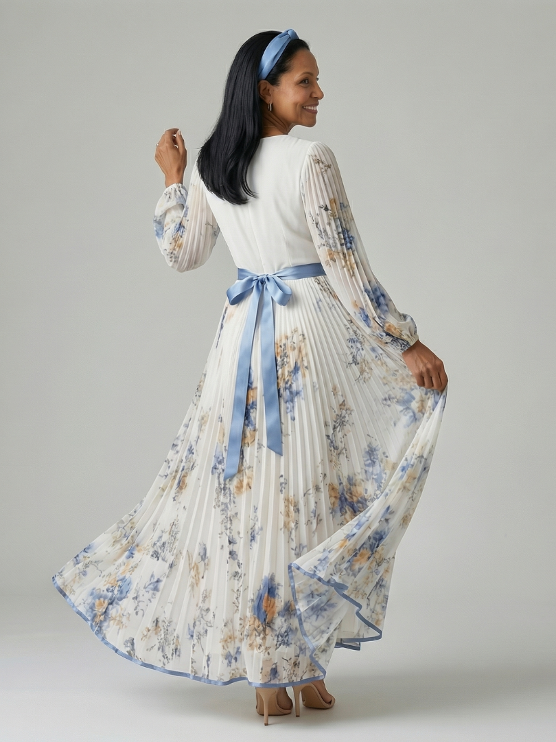 Pleated Wrap Midi Dress for Effortless