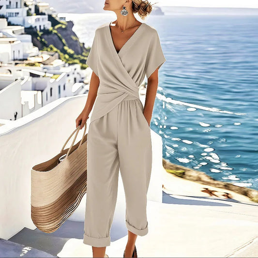 Relaxed Two-Piece Set with Wrap-Front Design