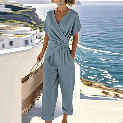Relaxed Two-Piece Set with Wrap-Front Design